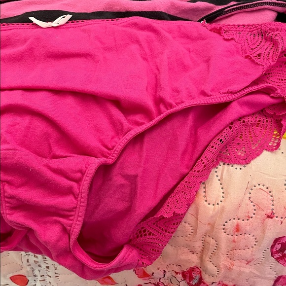 Floral, striped,red lace, Pink Lace Women's Panties - Picture 3 of 10